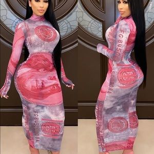 Money printed dress